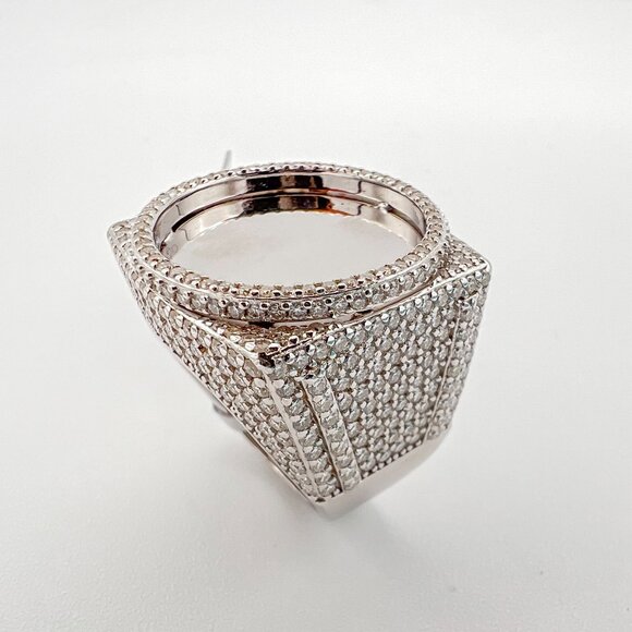 925 Sterling Sliver Moissanite 1inch diameter Picture Ring, 6.138ctw VVS Stones - Picture 3 of 7